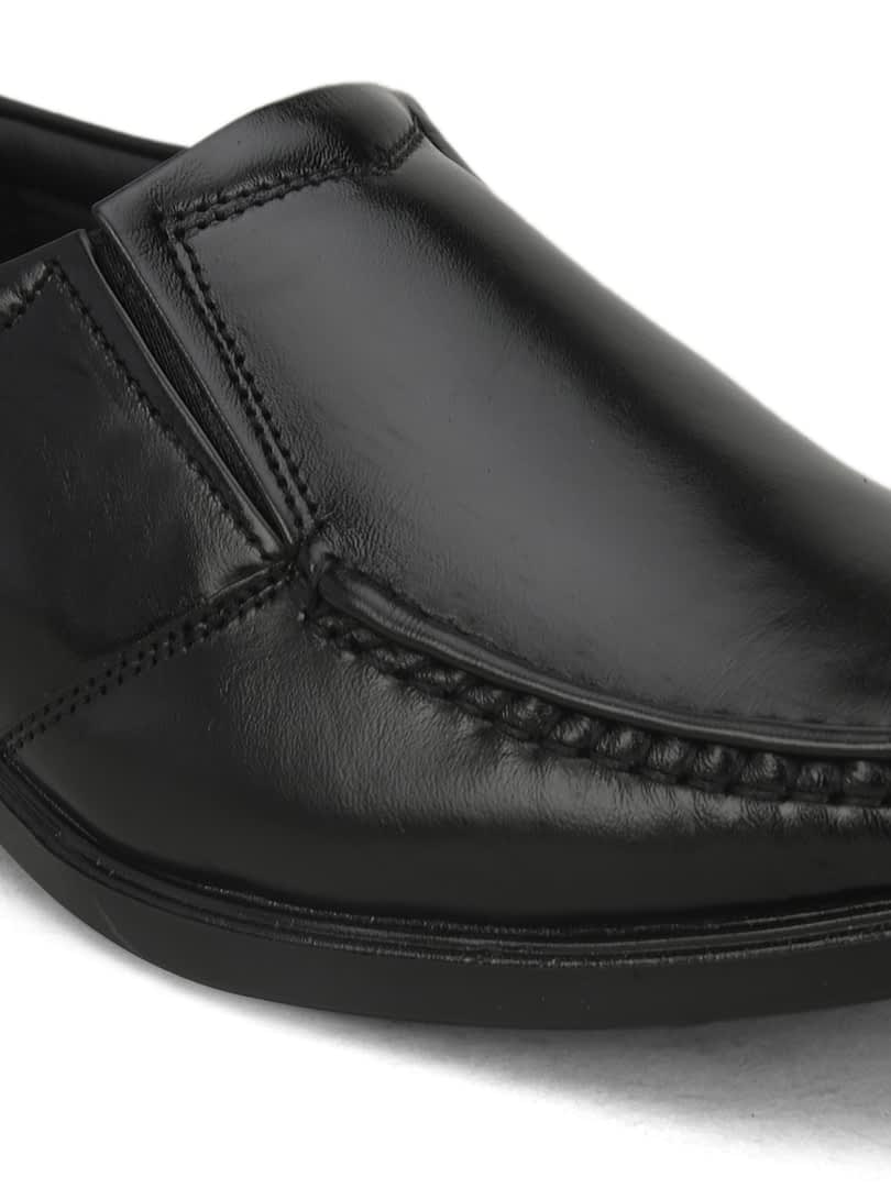 Fashion Victim Men Black Solid Leather Formal Slip-Ons