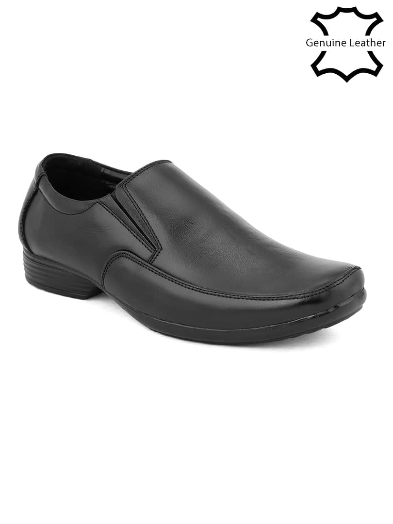Fashion Victim Men Black Solid Leather Formal Slip-Ons