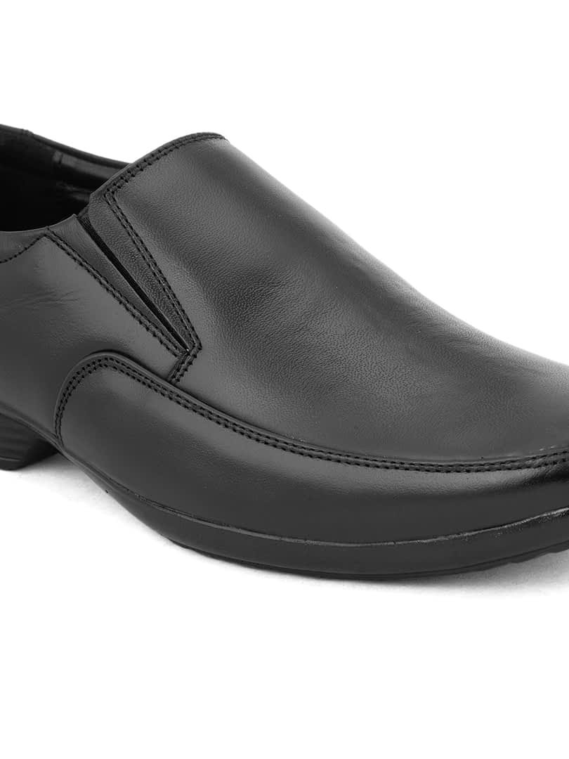 Fashion Victim Men Black Solid Leather Formal Slip-Ons