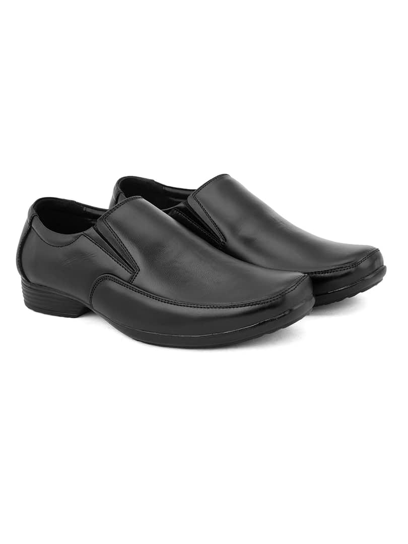 Fashion Victim Men Black Solid Leather Formal Slip-Ons