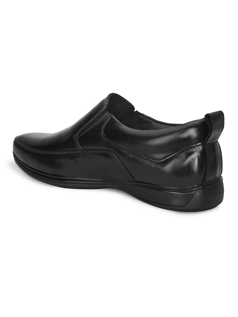 Fashion Victim Men Black Solid Leather Formal Slip-Ons