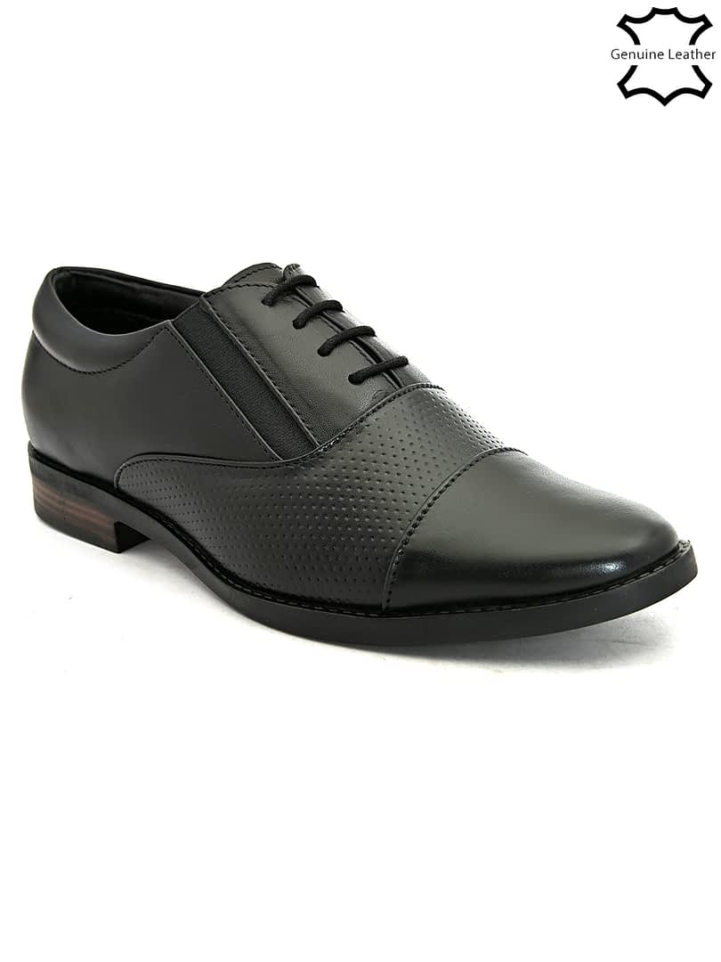 Fashion Victim Men Black Textured Formal Derbys Shoes