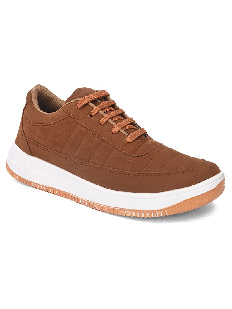 Fashion Victim Men Brown Solid Lightweight Suede Sneakers