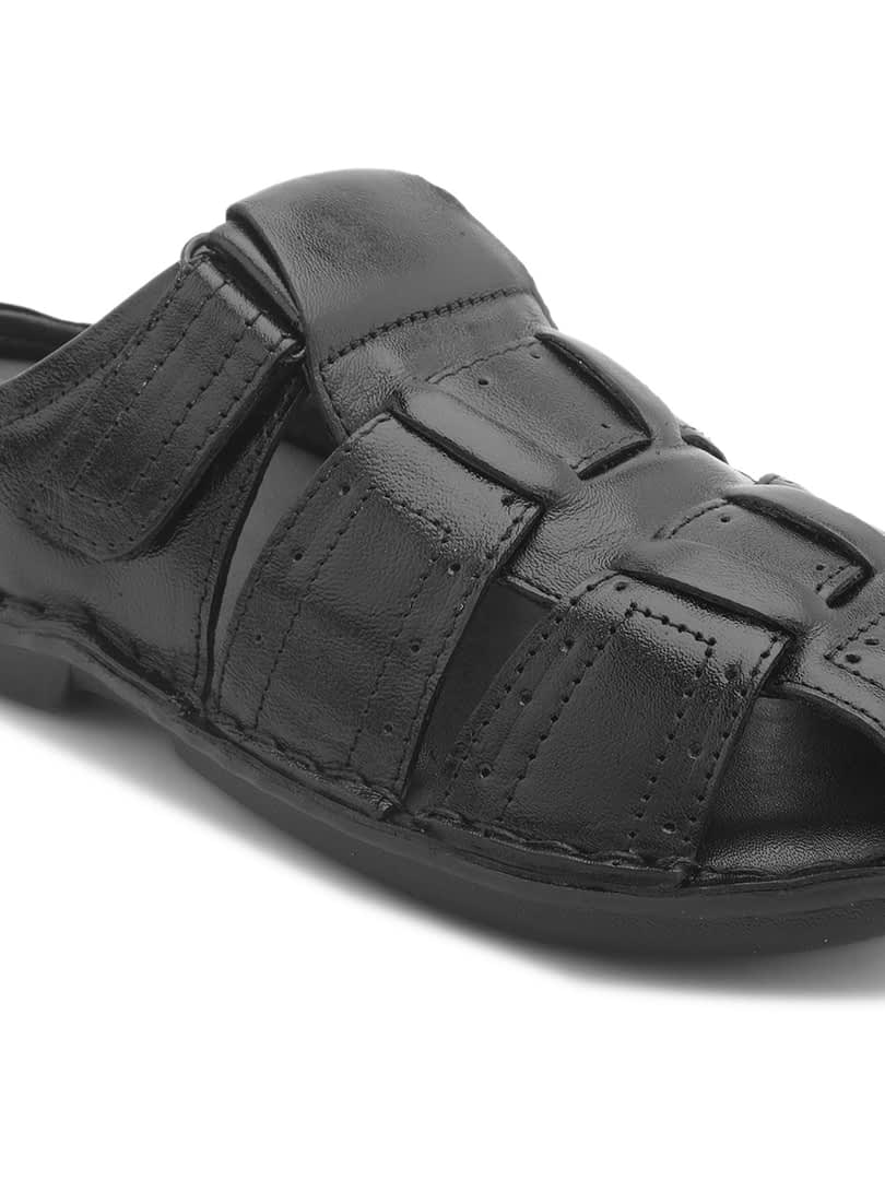 Fashion Victim Men Genuine Leather Backopen Slipper Sandals