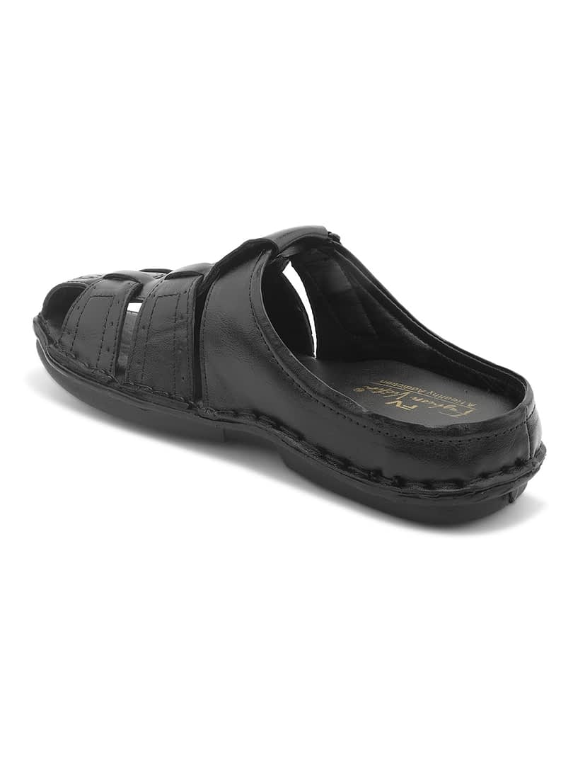 Fashion Victim Men Genuine Leather Backopen Slipper Sandals