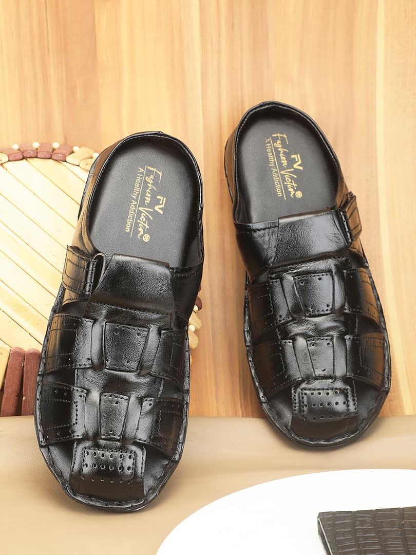 fashion victim Men Genuine leather backopen slipper sandals