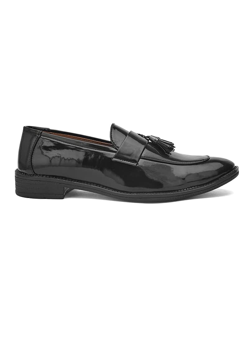 Fashion Victim Men Patent Black Tassel Slip On Formals