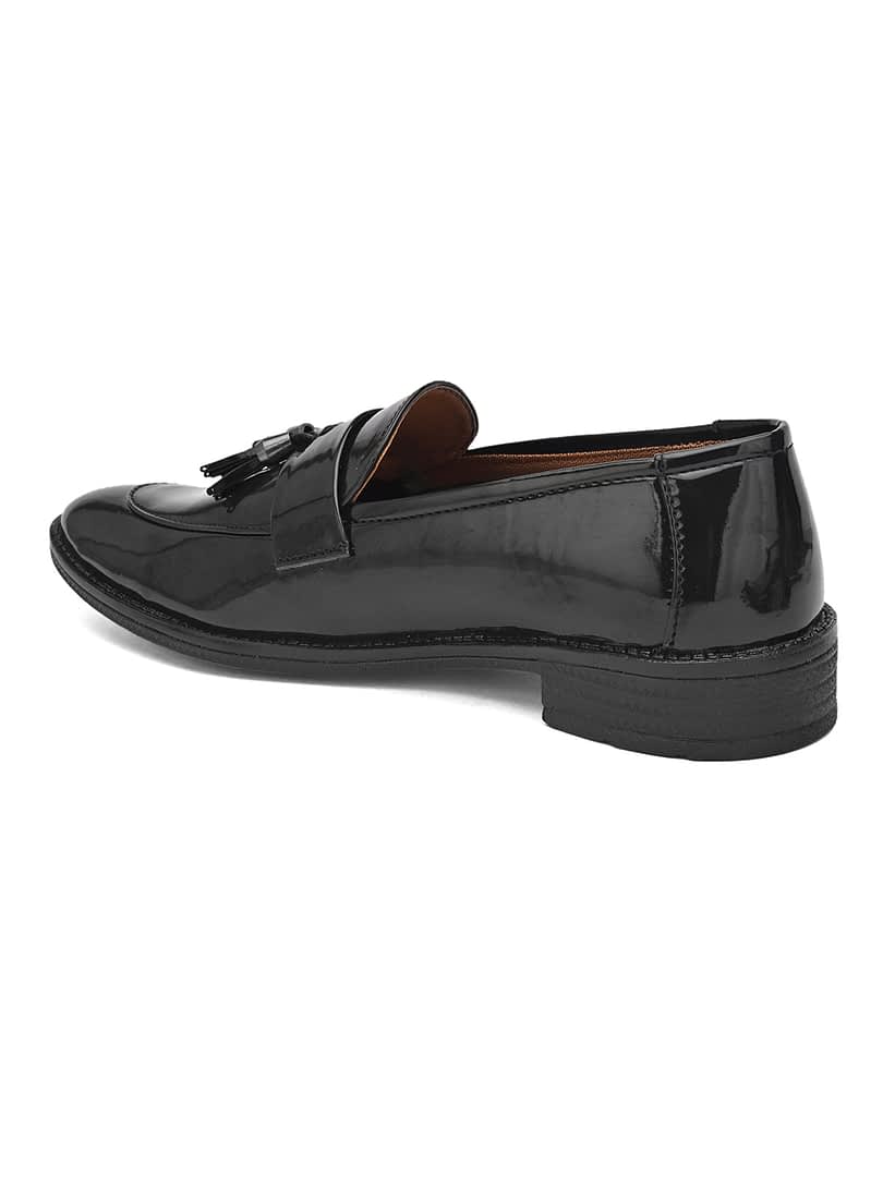 Fashion Victim Men Patent Black Tassel Slip On Formals