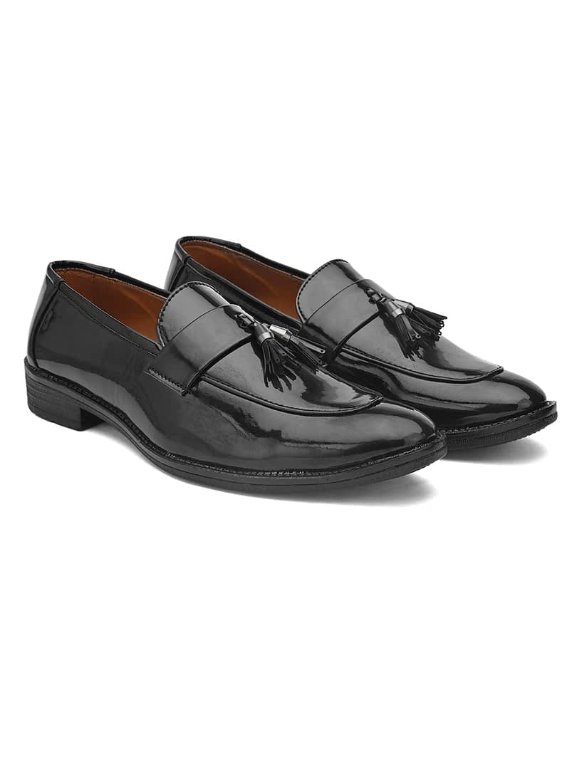 Fashion Victim Men Patent Black Tassel Slip On Formals