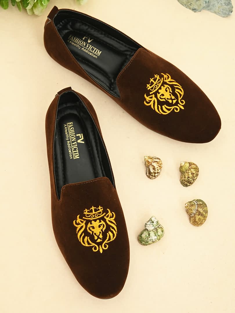 fashion victim Men Printed Lightweight Velvet Loafers