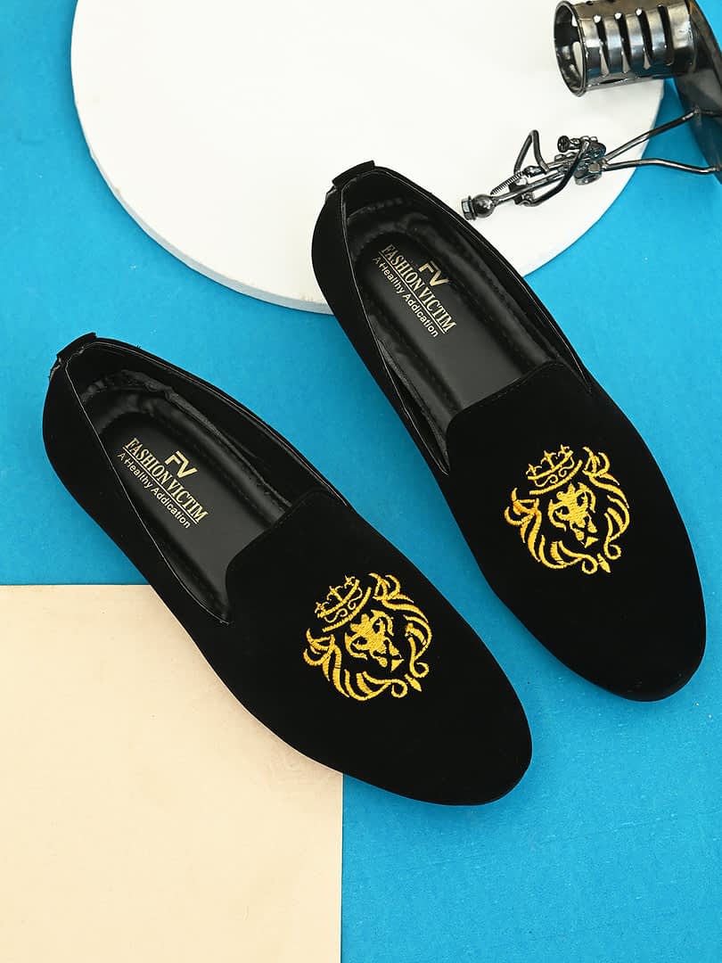 fashion victim Men Printed Lightweight Velvet Loafers