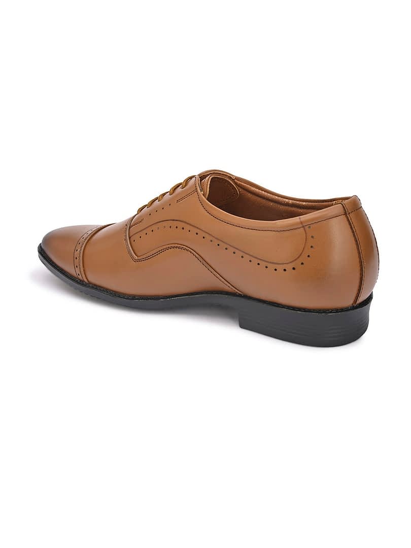 Fashion Victim Men Tan Solid Leather Formal Oxfords