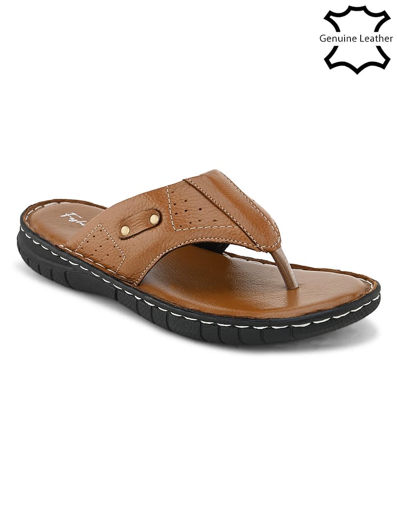 Fashion Victim Men Textured Genuine Leather Comfort Sandals(UK6-UK12)