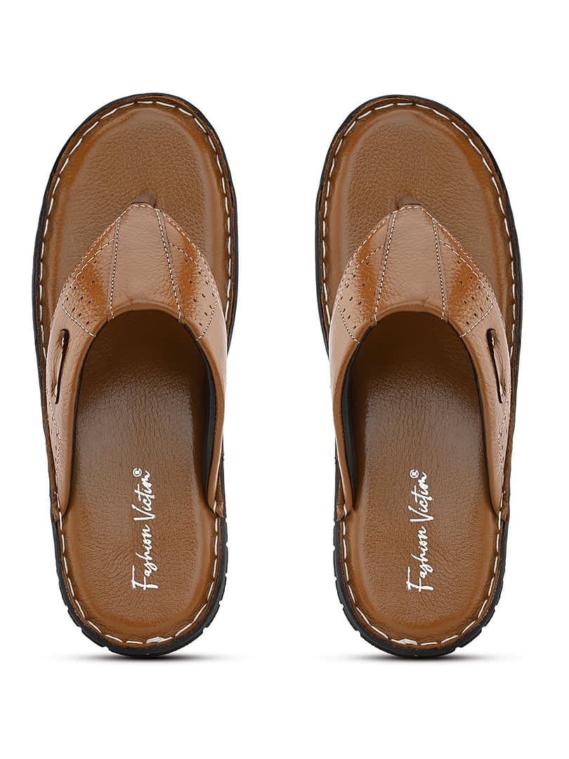 Fashion Victim Men Textured Genuine Leather Comfort Sandals(UK6-UK12)