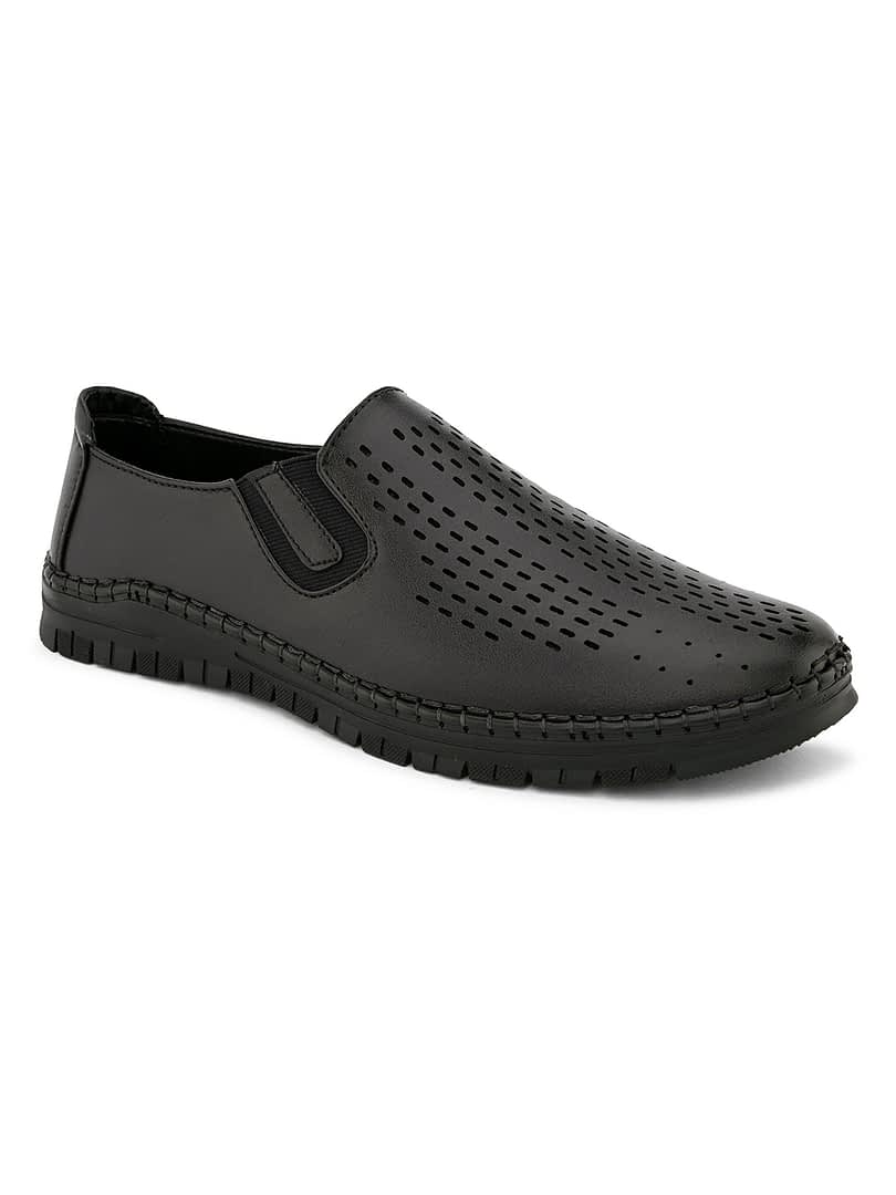 Fashion Victim Men Textured Leather Upper Stitch Formal Slip-On Shoes
