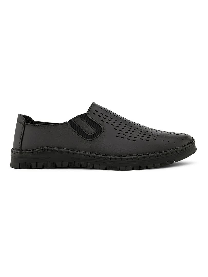 Fashion Victim Men Textured Leather Upper Stitch Formal Slip-On Shoes