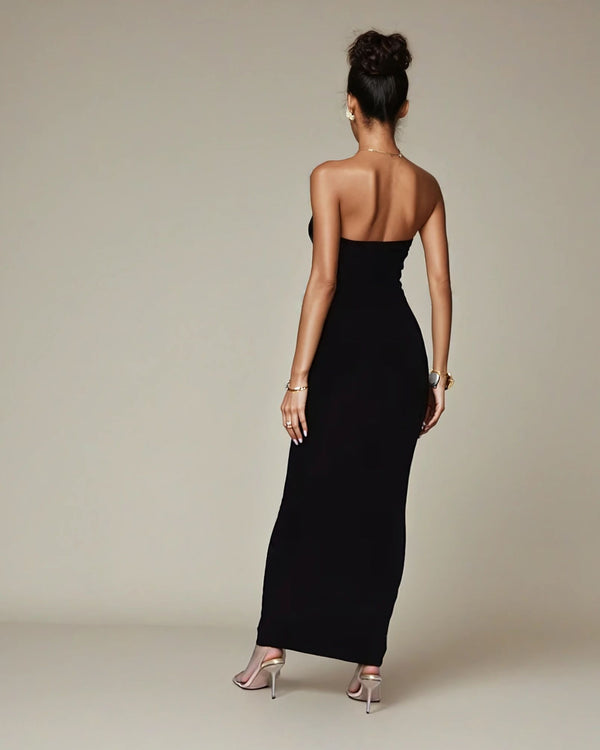 Fashionkilla Exclusive Double Sculpted Bandeau Maxi Dress In Black