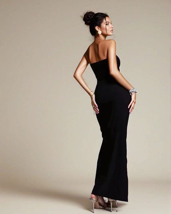 Fashionkilla Exclusive Double Sculpted Bandeau Maxi Dress In Black