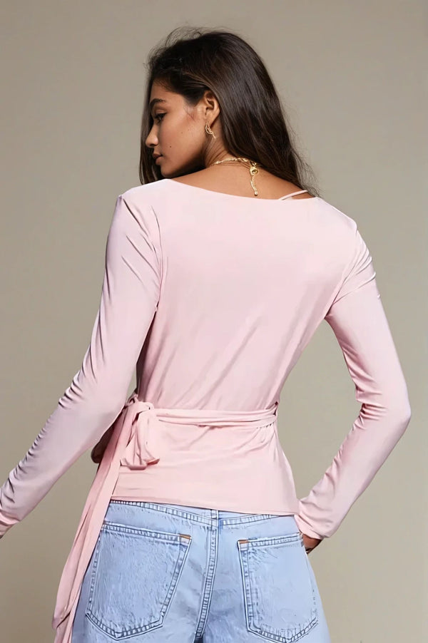 Fashionkilla Exclusive Double Sculpted Slinky Ballet Top In Baby Pink