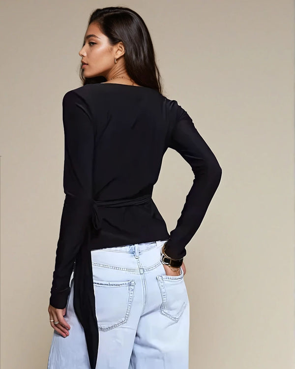 Fashionkilla Exclusive Double Sculpted Slinky Ballet Top In Black