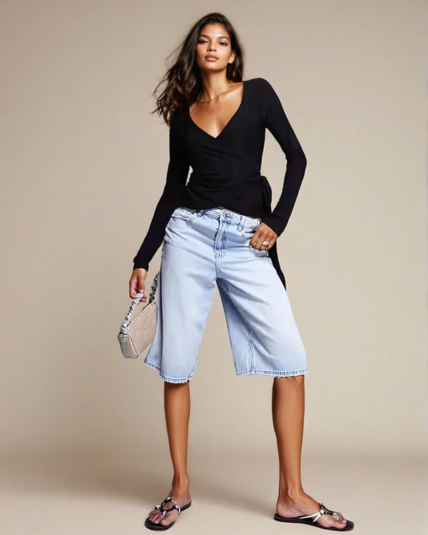 fashionkilla Exclusive Double Sculpted Slinky Ballet Top in Black