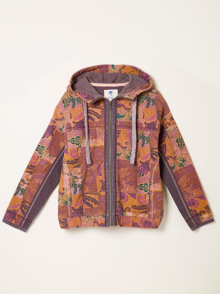 fat face Airlie Pink Patched Chintz Zip Through Hoody