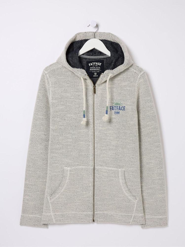 fat face Aloa Natural 100% Cotton Woolacombe Zip-Up Hoodie
