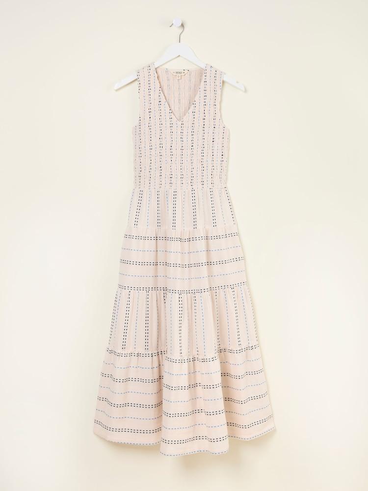 fat face Ariana Multi Tiered Stripe 100% Cotton Dress
