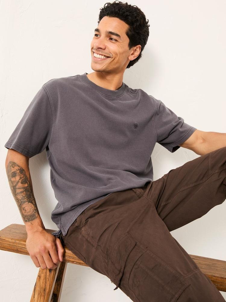 Fat Face Arne Charcoal Grey Heavyweight Relaxed Fit Tshirt