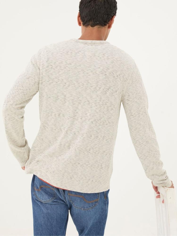 Fat Face Arundel Ecru White Textured Henley T-Shirt