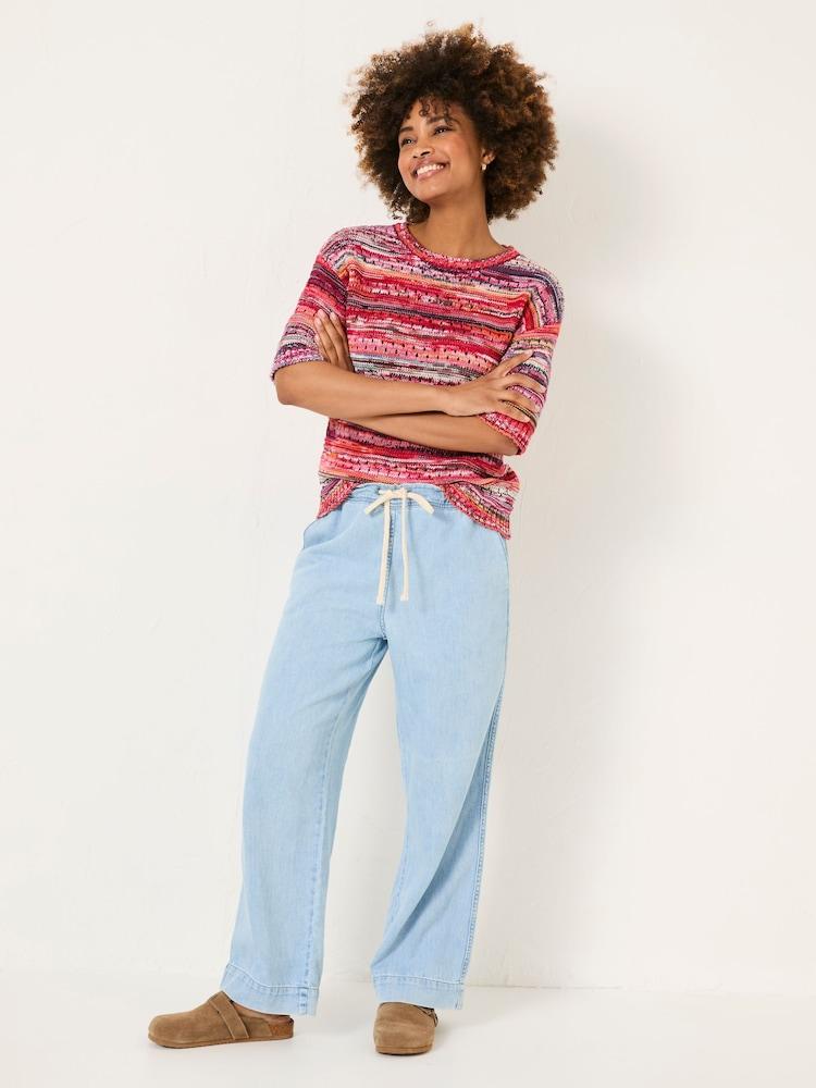 Fat Face Ashby Light Blue Denim Straight Leg Drawstring Jeans