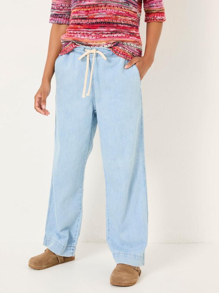 Fat Face Ashby Light Blue Denim Straight Leg Drawstring Jeans