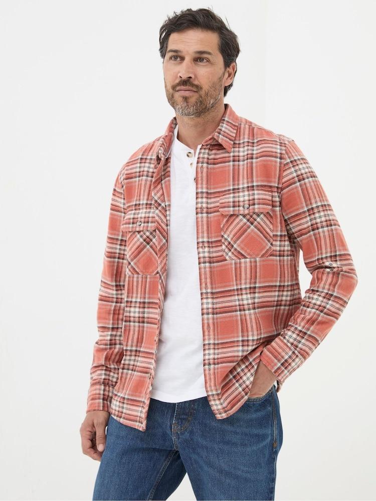 Fat Face Bardon Orange 100% Cotton Long Sleeve Check Shirt