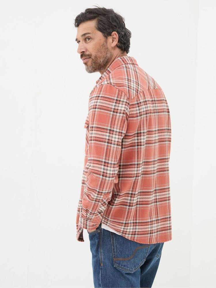 Fat Face Bardon Orange 100% Cotton Long Sleeve Check Shirt