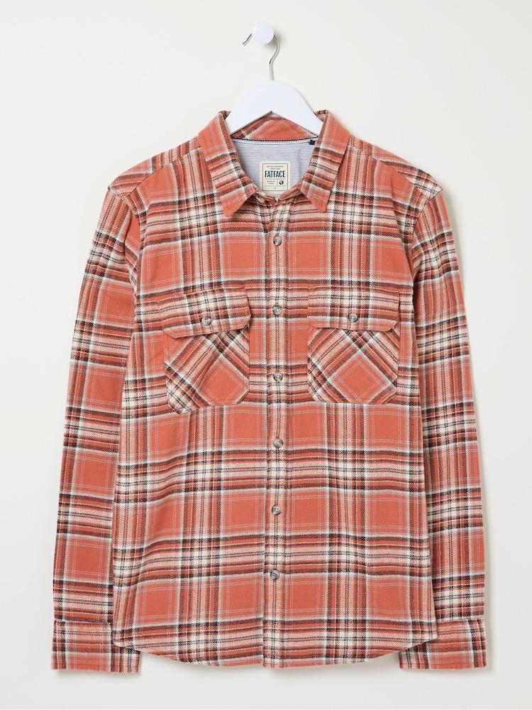 fat face Bardon Orange 100% Cotton Long Sleeve Check Shirt