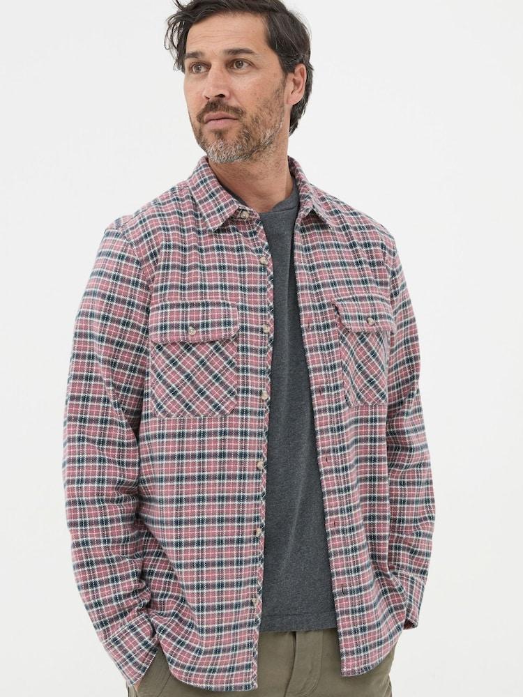 fat face Bardon Pink 100% Cotton Long Sleeve Check Shirt