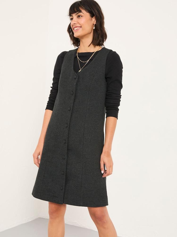 Fat Face Binny Charcoal Grey Petite Tweed Pinny Dress