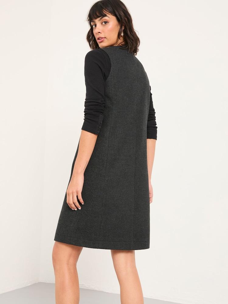 Fat Face Binny Charcoal Grey Petite Tweed Pinny Dress