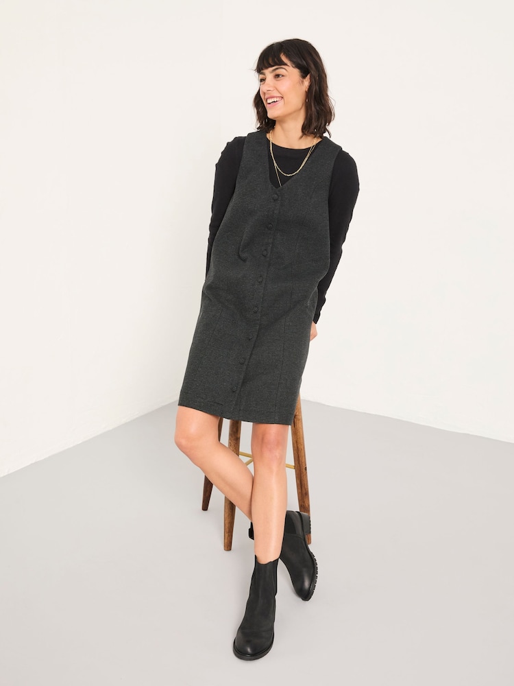 Fat Face Binny Charcoal Grey Regular Tweed Pinny Dress