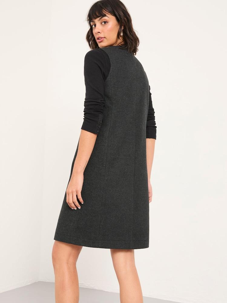 Fat Face Binny Charcoal Grey Regular Tweed Pinny Dress