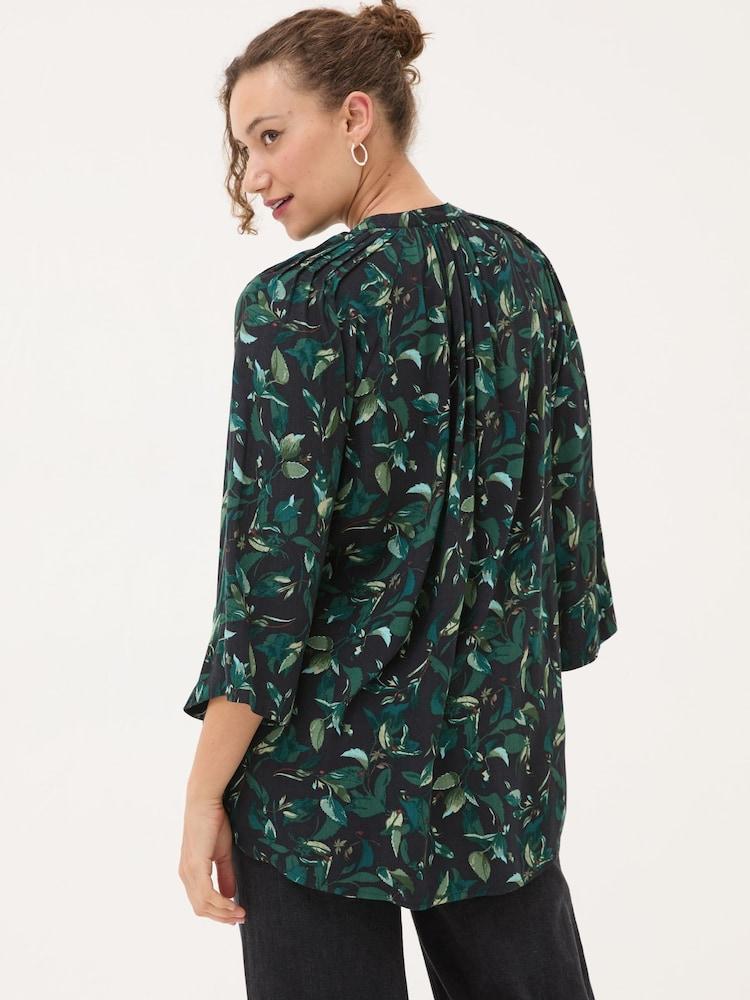 Fat Face Black Dark Skies Tia Button Longline Blouse