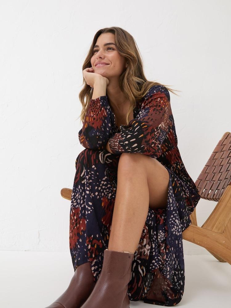 fat face Black/White Noelle Animal Print Maxi Dress