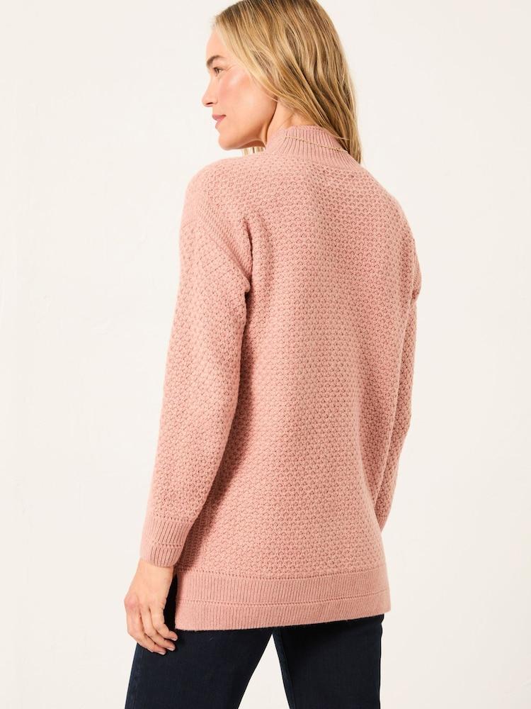 Fat Face Blair Rose Pink Funnel Neck Long Line Knitted Jumper