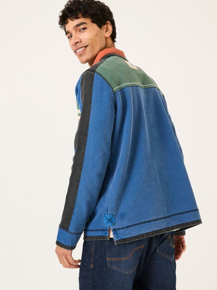 Fat Face Blue Denim 100% Cotton Airlie Panel Sweat Top