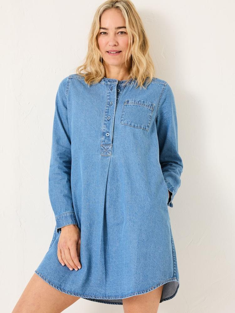 Fat Face Blue Denim Aida 100% Cotton Cord Tunic Dress