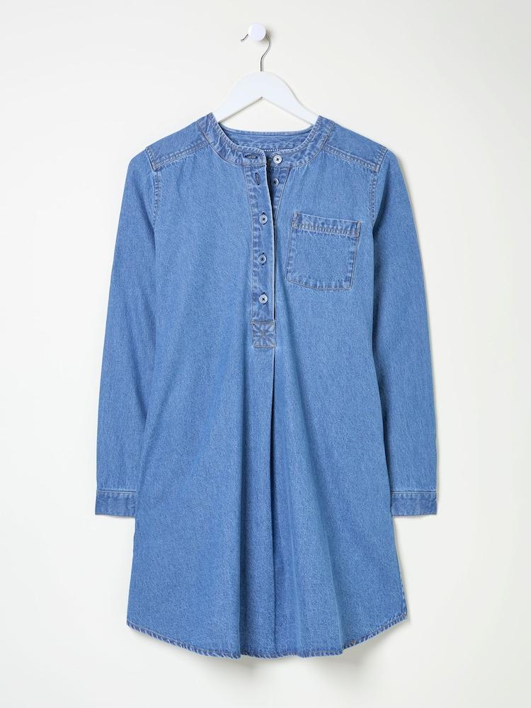 fat face Blue Denim Aida 100% Cotton Cord Tunic Dress