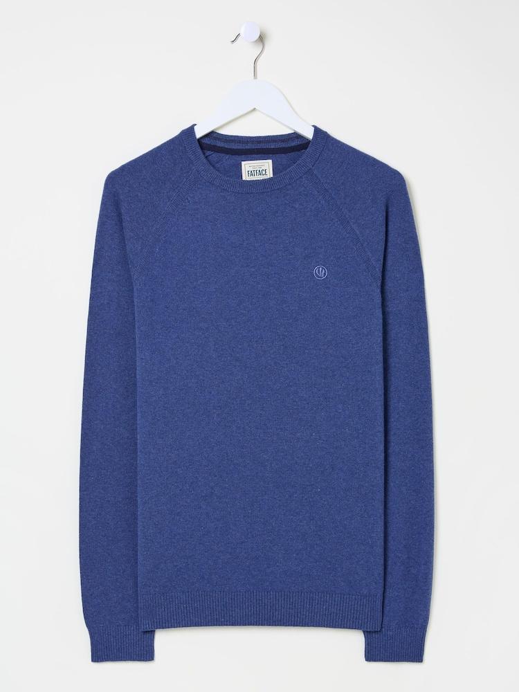 fat face Blue Denim Rye Fine Gauge Knitted Crew Neck Jumper