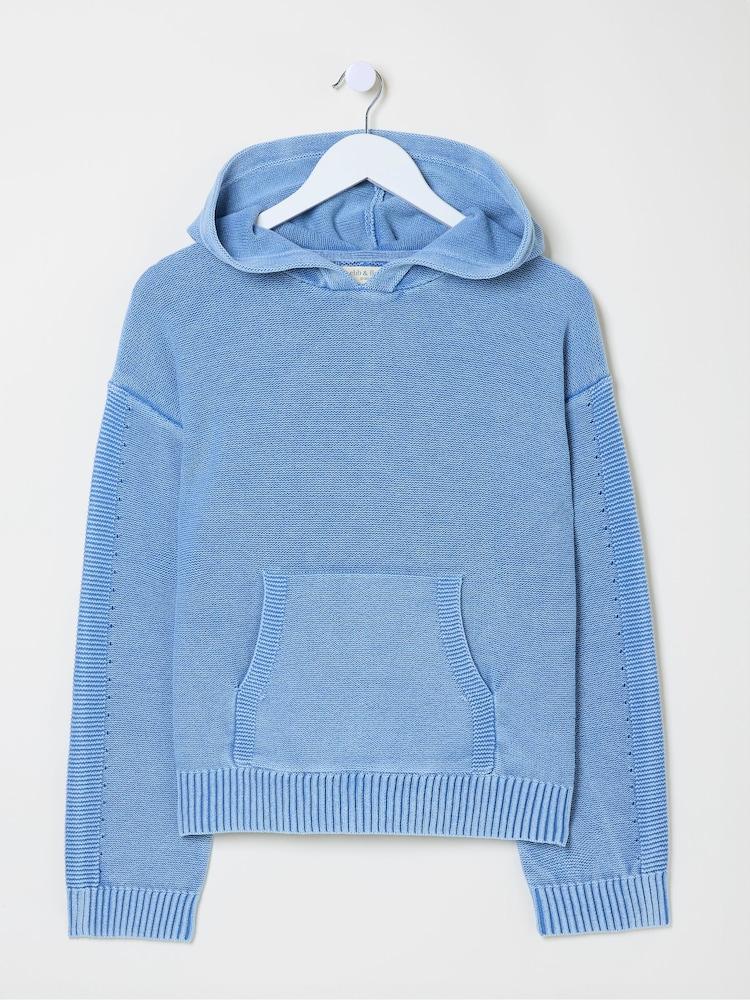 fat face Blue Lana Laundered Knitted 100% Cotton Hoodie