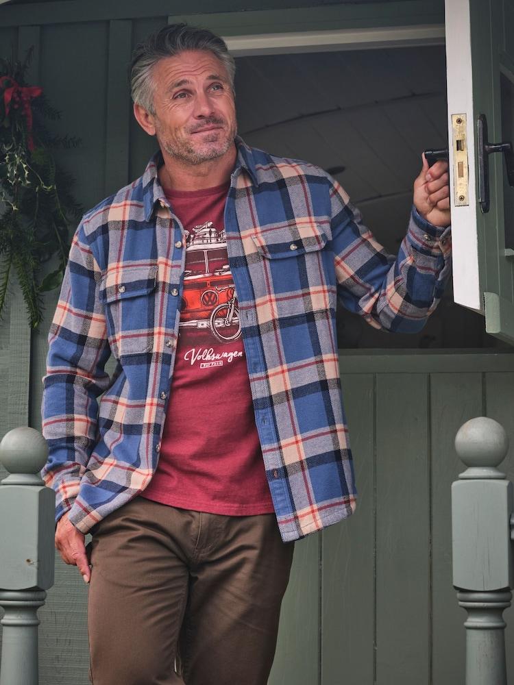 Fat Face Blue Long Sleeve Borne Check 100% Cotton Shirt