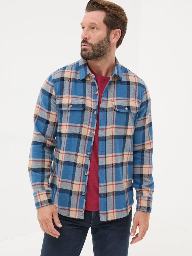 Fat Face Blue Long Sleeve Borne Check 100% Cotton Shirt